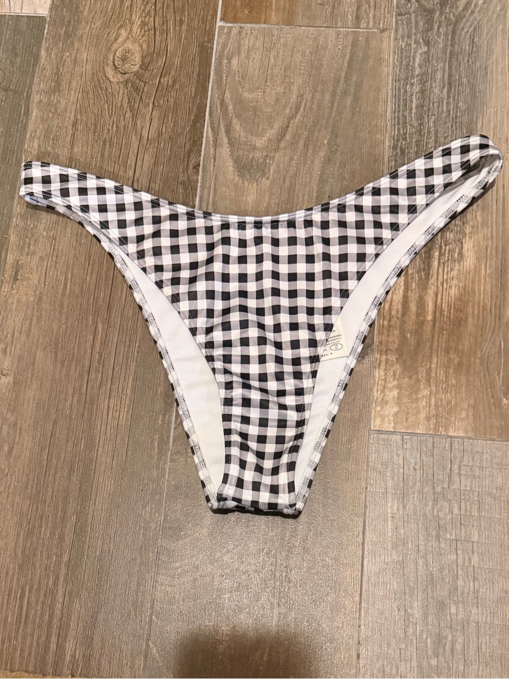 Hollister Black and White Gingham Bikini Bottom